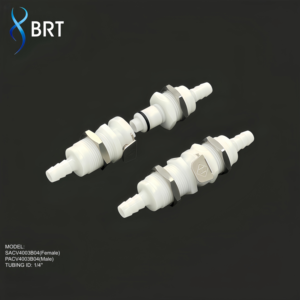 Raccords rapides en acétal BRT avec vanne d'arrêt automatique 1/4 3/8, raccord cannelé pour tuyau <span class=keywords><strong>de</strong></span> montage sur panneau ou traversant - Product Image 2