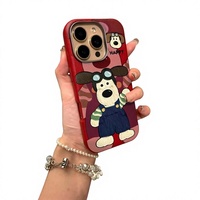 Coque de téléphone portable en TPU souple avec motif dessin animé, protection intégrale 360°, estampage à chaud, pour iPhone 13/14/15/16 Pro Max, avec grande ouverture, mignonne