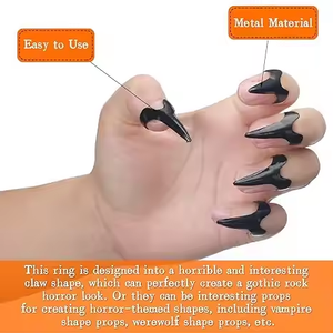 Vingerklauwringen, retro metalen nagels, <span class=keywords><strong>punk</strong></span> rock nagels, gotische klauwnagels, vingertopklauwen - Product Image 2