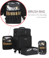 Wadah Tas Rias Kosmetik Nilon dengan Nampan 4 Roda Universal, Wadah Tas Rias untuk Seniman Rias