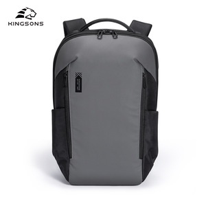 Kingsons Business <b>Backpack</b> 15.6 Inch Water Resistant Laptop Bag Unisex Travel Casual <b>Backpack</b> Solid Color <b>Black</b> And Gray - Product Image 5