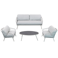 Ensemble de conversation d'extérieur J&M 4 places avec coussins – Mobilier moderne pour jardin, balcon, cour et détente à domicile