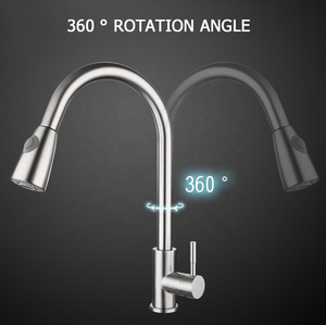 Robinet de cuisine <span class=keywords><strong>gourmet</strong></span> en laiton, finition or rose, monocommande, avec douchette extractible, à poser sur comptoir - Product Image 5