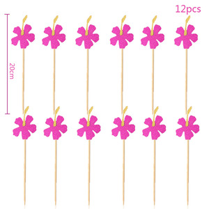 12pcs Jungle Tropical Party Cake Topper Hawaii Fruit Pineapple Flamingo Turtle Leaf Cake Flag <strong>Summer</strong> Party Baking <strong>Decoration</strong> - Product Image 4