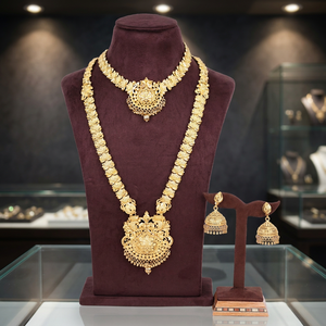Wholesale Fashion Jewelry 14K18K24K Gold Plated Forming Mini & <b>Long</b> Combo <b>Necklaces</b> Set Traditional & Wedding <b>Long</b> Jewelry Set - Product Image 2