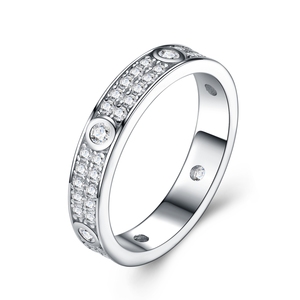 Impostazione lunetta anello Moissanite S925 argento placcato oro bianco 18K D colore VVS scintillante GRA certificato anello matrimonio di lusso eterno - Product Image 1