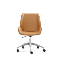 Chaise de bureau de direction en cuir véritable ergonomique de luxe à dossier moyen Vente en gros
