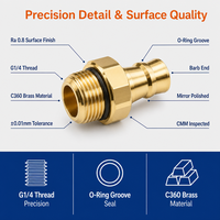 Raccord d'eau en laiton usiné CNC C360, laiton auto-taraudeur poli, raccord de refroidissement par eau, filetage G1/4, dessin OEM