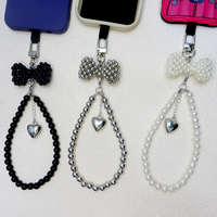 Porte-clés nœud perlé fait main, breloque de sac perlée, sangle de téléphone mignonne, cadeau de mariage, accessoire de bijouterie exquis en fausses perles