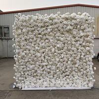 Mur de fleurs artificielles en soie fait main IFG, 8*8 pieds, blanc, enroulable, pour décoration de mariage, Noël, Thanksgiving, Pâques