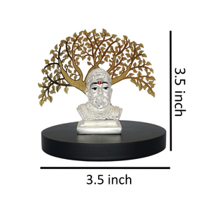 Statue d'Idole de Ganesh Ji Élégante Faite à la Main, Assise Sous un Arbre en Métal Doré, Petite Taille pour Temple Domestique ou Mariage - Product Image 4