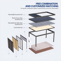 Pergola de jardin en alliage d'aluminium durable, noire, imperméable, avec protection solaire, toit rétractable automatique, pavillon pour terrasse