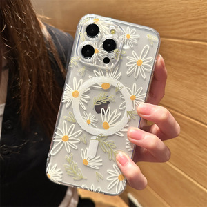 Funda Magnética Compatible con PET para Teléfono 16 Pro Max, para 14 Pro, para Mate, Diseño Estilo Ins, Margarita Floral Blanca - Product Image 5