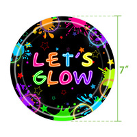 Nouveau let's glow lumineux néon bal assiettes en papier vaisselle de fête jetable pour les fournitures de fête d'anniversaire