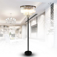 Américain Moderne Scandinave Rétro Luxe Cristal LED Lampadaire 10 'Vertical avec Corps en Fer pour Salon Chambre Hôtels