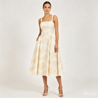 Robe sur mesure pour femme, robe midi à imprimé floral, col carré, coupe évasée, poches latérales, robe d'été