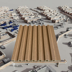 Panneau mural extérieur moderne en composite bois-plastique, écologique, imperméable, ignifuge, avec design de <span class=keywords><strong>façade</strong></span> à lattes - Product Image 3