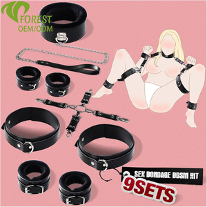 Fun SM10 Leder-Bondage-Set mit Handschellen & Fußfesseln für Erwachsenen-Sexspielzeug, Verstellbare Taillengröße - Product Image 1