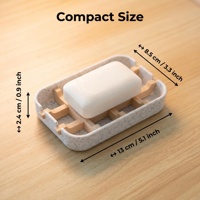 Porte-savon en bambou écologique avec grille amovible, base marbrée mouchetée, auto-drainant, pour salle de bain et évier de cuisine