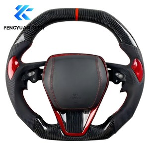 Volant en cuir personnalisé Alcantara en fibre de carbone forgée pour <span class=keywords><strong>Toyota</strong></span> Camry 8 8e génération Xv70 Corolla Alio Hybrid 2018 sans airbag - Product Image 6