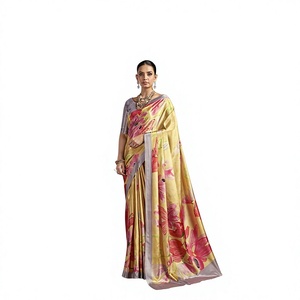 Blouse Prête-à-Porter Cousue en Soie Crêpe Indienne, Imprimé Floral Numérique, Magnifique Design Traditionnel pour Fête - Product Image 1