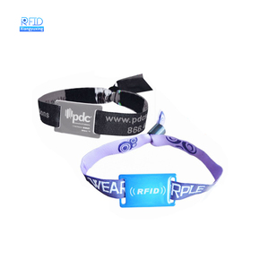 Entradas para eventos 1K Código <span class=keywords><strong>QR</strong></span> personalizado imprimible Sin efectivo Tela ajustable textil elástico RFID NFC Pulsera - Product Image 5
