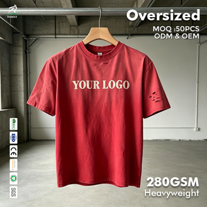 T-Shirt Streetwear Personalizzata di Alta Qualità, 100% Cotone Organico, Design Semplice, Vestibilità Ampia e Pesante 280g/<span class=keywords><strong>m</strong></span>, Lavaggio Acido, Eco-Friendly - Product Image 1