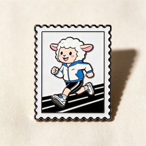 Großhandel Maßgefertigte Schaf-Stempel-Brosche Cartoon Sport Emaille-Abzeichen Skateboard Basketball Laufen Radfahren Tennis Vergoldet - Product Image 3