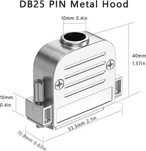 DB25 Female RS232 Serial Solder Cup Connectors Kit, D-Sub 25 Pin <strong>Connector</strong> with Metal Hoods, Strain Relief Grommet and Screws - Product Image 5