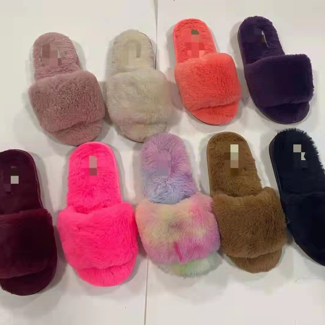 Низкая цена, смешанные тапочки, модная зимняя женская домашняя обувь, в наличии