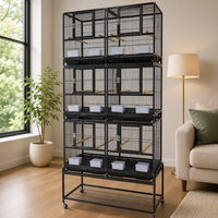 Grande volière pour oiseaux, cage d'élevage en fer, acier, acier inoxydable, fil métallique, revêtement en poudre, motif solide, support séparé, pour perroquets, emballée en boîte
