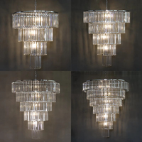 Nouveau Lustre Cristal Moderne Style Européen à Bandes de Glace Acrylique, Suspension Décoration de Plafond pour Salle de Banquet de Mariage