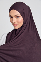 Hijab en viscose de couleur prune chocolat, taille plus, extensible, foulard musulman avec un drapé lisse