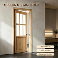 Porte intérieure en bois de pin noueux massif avec vitre, porte en bois brut non peinte pour usage en chambre intérieure de chalet