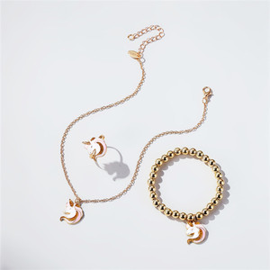 Trendz 2020 Nouveau Mignon Dégoulinant D'huile Licorne Collier Bracelet Bague Ensemble De Bijoux Pour Enfants - Product Image 5