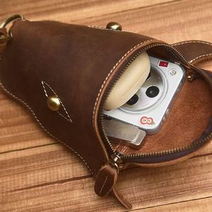 Bull Head Shaped Leather Waist Bag For Men Outdoor Sports Fashionable Crossbody Bag With Zipper And Metal Rings - Product Image 2