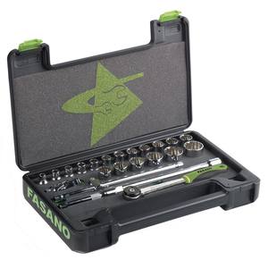Fasano <b>Socket</b> Set 23 Pc Metric With Ratchet And <b>Extension</b> Bar For Automotive Repair - Product Image 1
