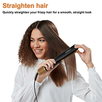 Sèche-cheveux et lisseur professionnel 2-en-1 en titane, personnalisable, à ions négatifs, pour cheveux humides, protection des cheveux