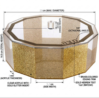 Boîte à Matzah Hexagonale en Acrylique Or et Argent avec Couvercle – Design Moderne Classique, Poli, Recyclable, Présentoir Cadeau, Montage Facile