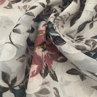 Matériau métallique en gros 100% polyester imprimé tissu 75D tissé en mousseline de soie Jacquard impression avec finition douce