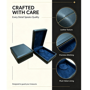 Caja de Joyería de Lujo, Diseño Rectangular Elegante en Cuero Premium, Forro de Terciopelo Suave, Detalle de Costura Dorada - Product Image 5