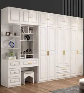 Furnitur kamar tidur Tiongkok kelas atas putih sederhana engsel pintu lemari pakaian penutup lembut lemari desain lemari 5 pintu modern