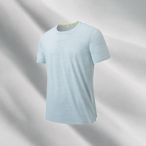 Confortable personnalisé Gym hommes T-Shirt col rond respirant coupe sèche couleur unie Style décontracté tissu tricoté conception vierge - Product Image 2