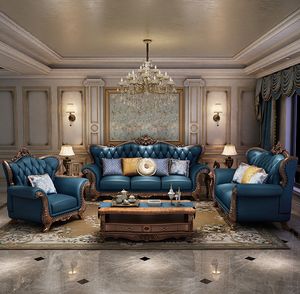 Avrupa tarzı deri oturma odası kanepe kombinasyonu katı ahşap oyma kanepe tepeli dinlenme koltuğu için ev otel mobilya - Product Image 4