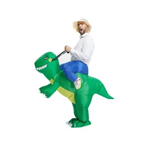 dino ride เครื่องแต่งกาย Suppliers-ชุดปาร์ตี้ฮาโลวีนชุดของเล่นเป่าลม,ชุดไดโนเสาร์เป่าลมสำหรับผู้ใหญ่และเด็ก