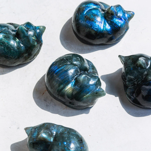 Sculpture artisanale en <span class=keywords><strong>labradorite</strong></span>, chat hibou, petite taille, à vendre - Product Image 5