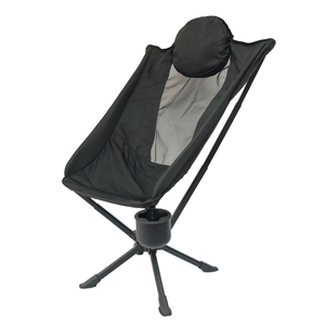 Chaise pliante pivotante à dossier haut pour le camping en plein air, en alliage d'aluminium, design moderne avec porte-gobelet en silicone et coussin pour la plage - Product Image 1