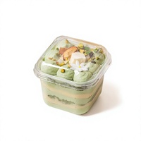 Boîte d'emballage transparente en PET pour dessert individuel, mini-gobelet carré pour mousse, tiramisu, gâteau, yaourt, gelée, impression personnalisée