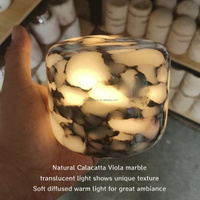 Lampe de table LED tactile sans fil rechargeable en marbre naturel Calacatta Viola, lumière d'ambiance décorative pour chambre à coucher et hôtel