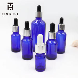 Bouteilles en verre rondes Boston brillantes bleues vides de 5 ml, 10 ml, 15 ml, 20 ml, 30 ml, 50 ml, 100 ml avec compte-gouttes pour huile essentielle - Product Image 4